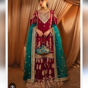 NWT Womens Haseens Gauhar Chiffon Wedding Wear Gharara XL